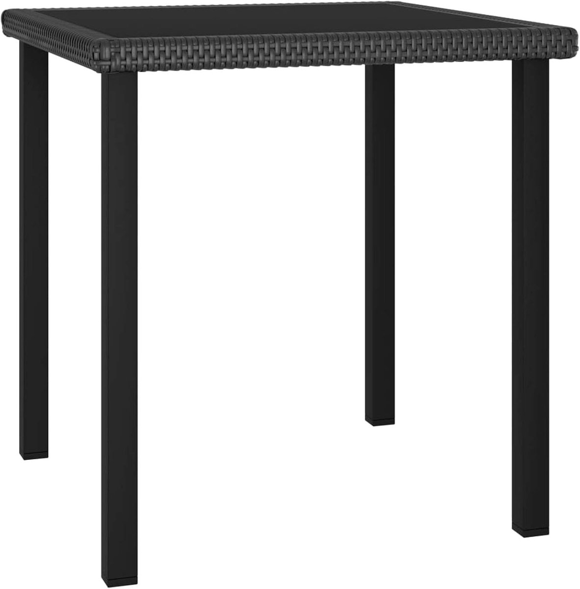 Tuintafel, tuintafel, tuinmeubelen, tafel, balkontafel, terrastafel, koffietafel, bijzettafel, rotan theetafel, zwart, 70 x 70 x 73 cm, polyrotan