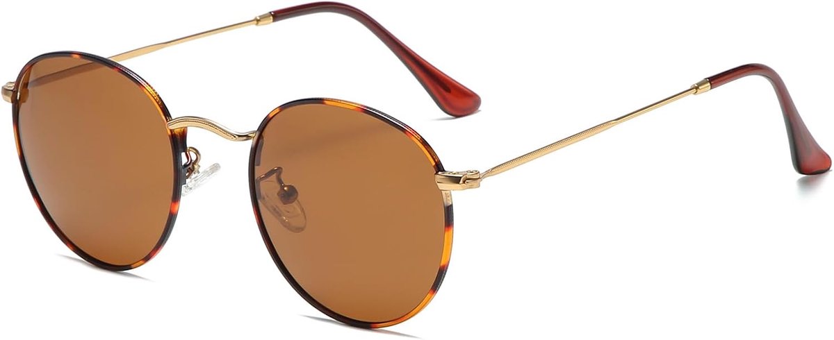 Ronde gepolariseerde zonnebril dames heren vintage super licht metalen montuur glazen retro mode bril voor rijden vissen