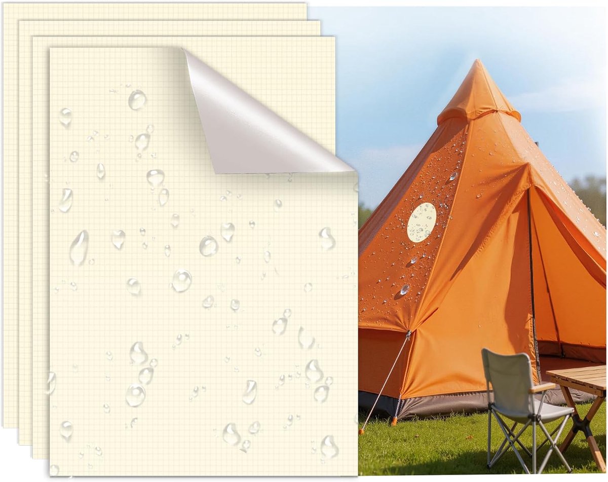 Reparatieset, patches voor donsjack, zelfklevende stof van nylon, waterdicht en scheurvast, voor jas, tent en slaapzak, vierkant, wit