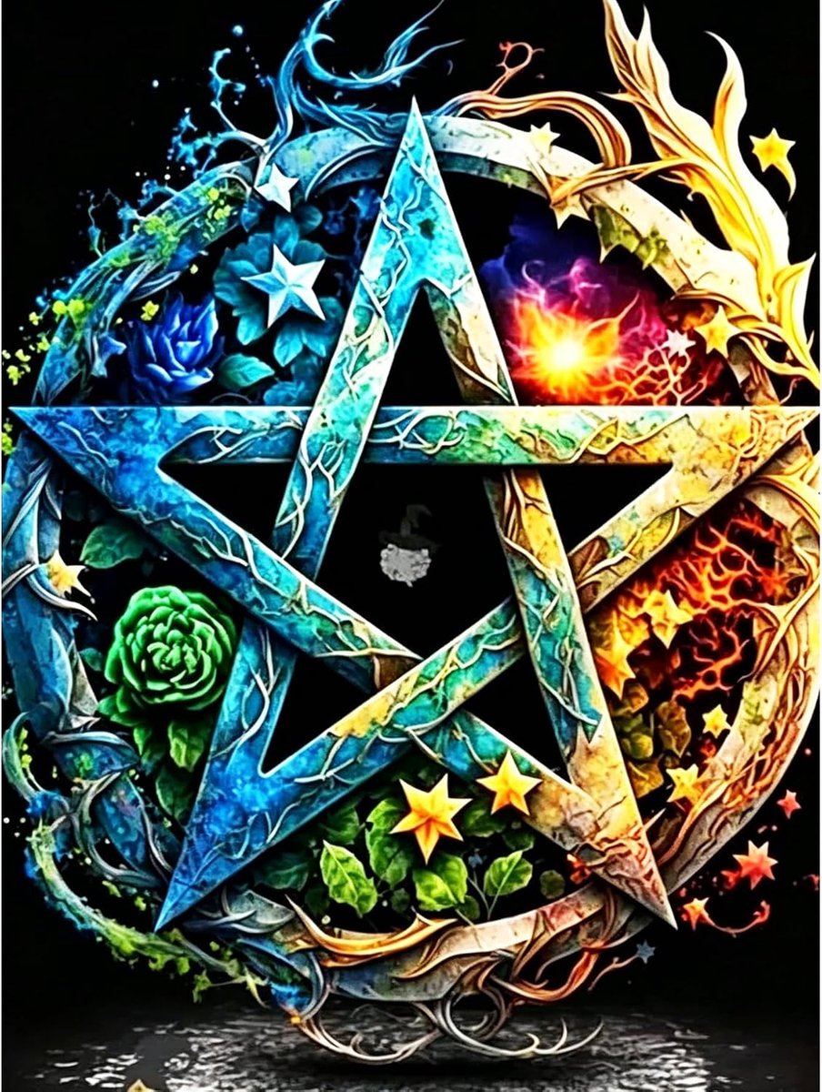 5D Diamond Painting afbeeldingen pentagram, landschap, diamond painting-set voor volwassenen en kinderen, complete doe-het-zelf diamond art schilderset voor kruissteekafbeeldingen