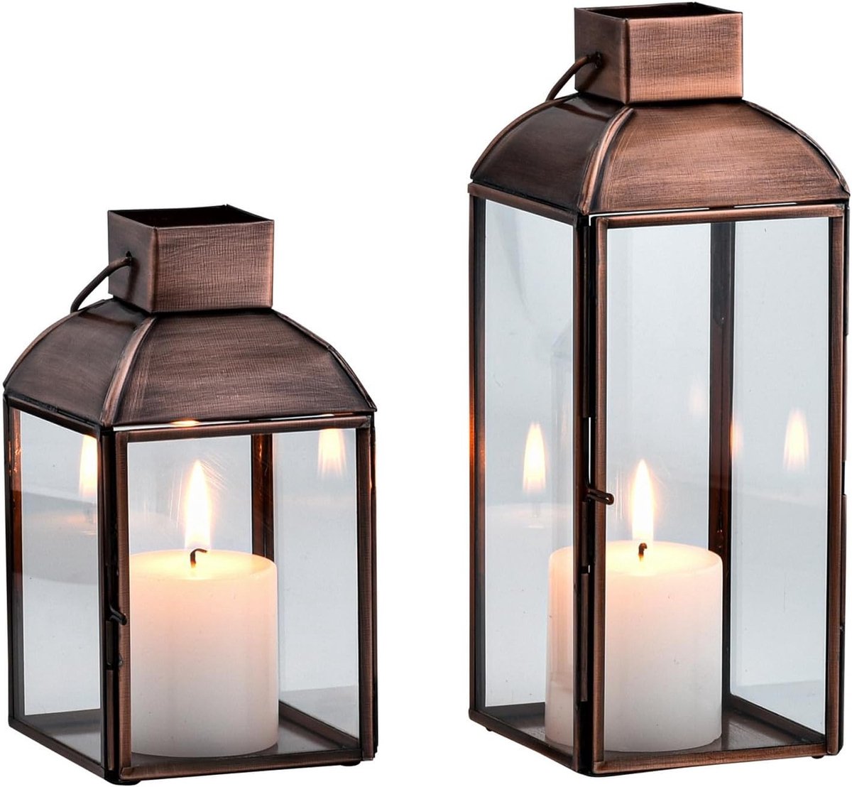 Van 2 vintage decoratieve lantaarns/windlichten/theelichthouders van Nelios