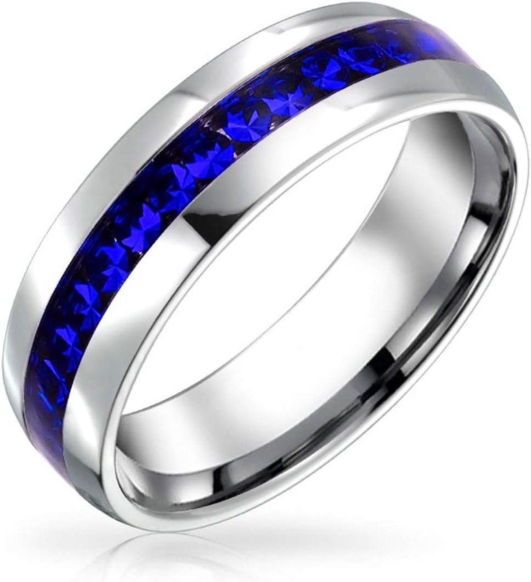 Jewelry Pas Kanaal Set Crystal Eternity Band Ring Unisex Zilver Getinte Rvs Geboortesteen Maand Kleuren 6mm Maten 5-12