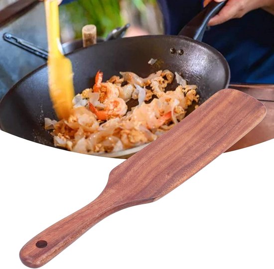 9/11 Inch Houten Spatel, Kleine Houten Flipper Ei Schraper Biefstuk Platte Houten Draaier Multifunctioneel Hout Koken Servies Keuken Gebruiksvoorwerp Voor Omdraaien, Serveren, Schrapen(29 * 5.5cm) — afbeelding 3