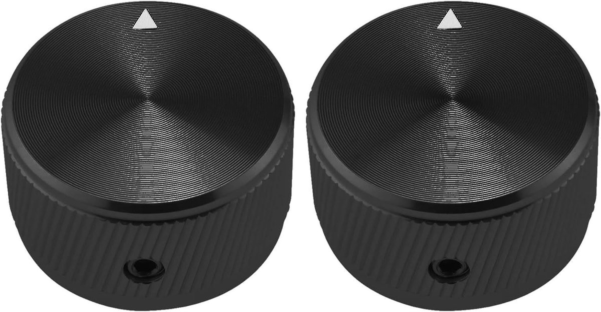 2 stuks Potentiometer Knoppen 1/4 Inch in Aluminium Legering Pot Controle Knoppen voor AMP Versterker Power Versterker Voorversterkers Audio Apparatuur 30 x 17mm (D x H), Zwart