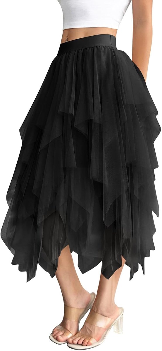 Rok voor dames, onregelmatig, 3 lagen, onderrok van tule, voor carnaval, Halloween, fancy dress, Kerstmis, cosplay, galakostuum