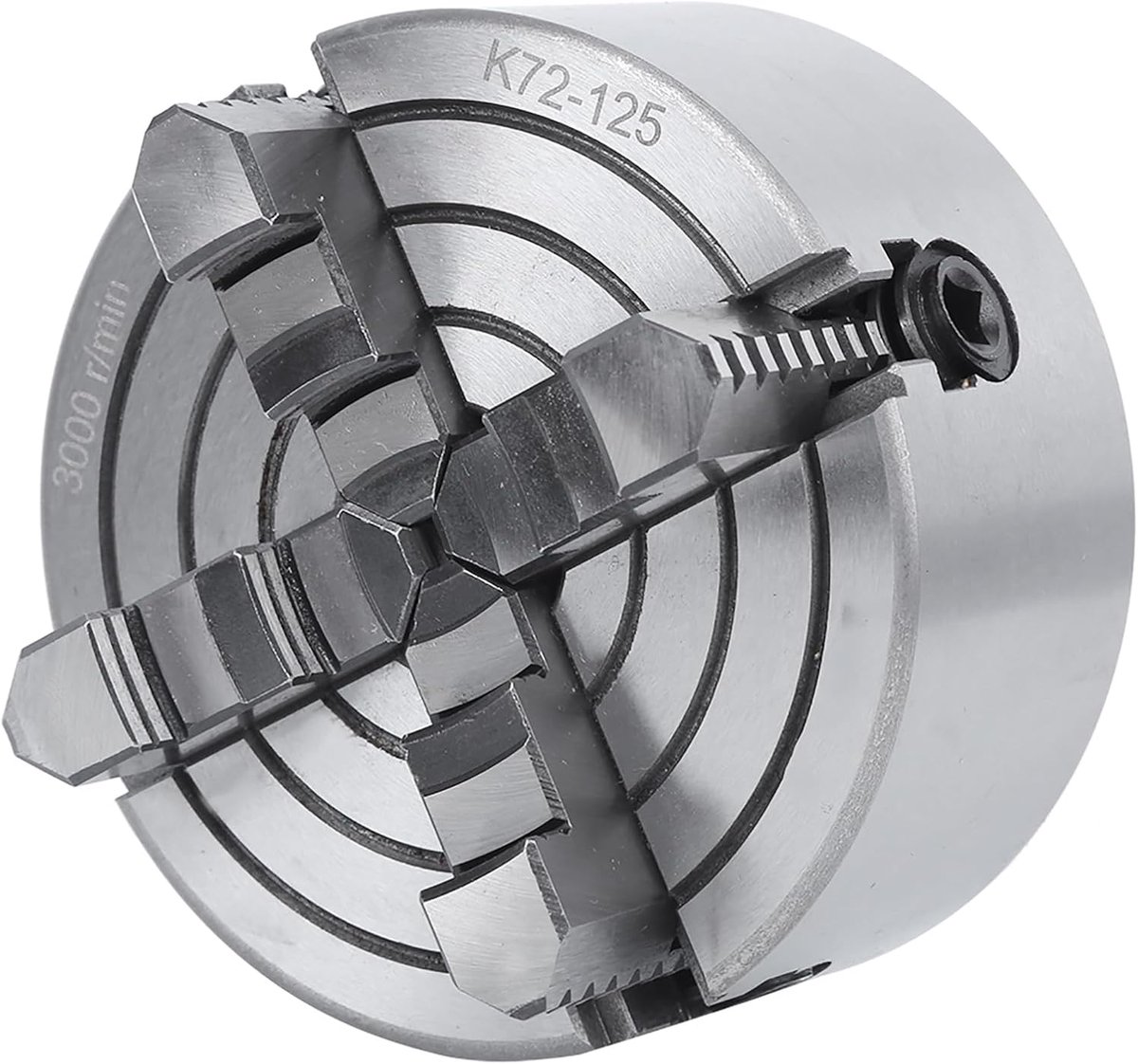 4-klauw spankop, 4-klauw onafhankelijke draaibank spankop sterke spankracht werkstukhouder 125 mm / 4,9 inch, 3000 omw/min voor CNC-boor- en freesmachines