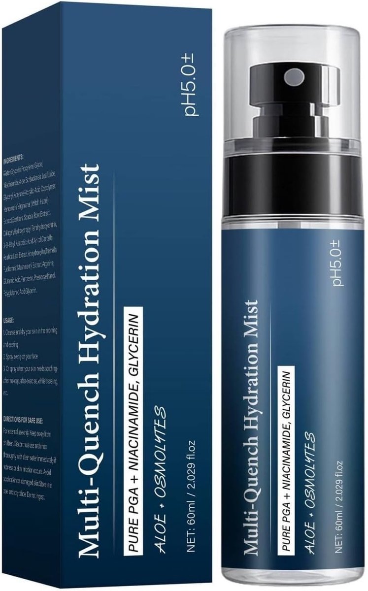 Hydraterende Spray, Diepgaande Hydratatie, Kalmerende Nevel, Snelle Absorptie, Niet Vet, voor Alle Huidtypen, Zonder Parfum, Biedt Langdurig Vocht, Verbetert De Zachtheid, Fixeert Make-up