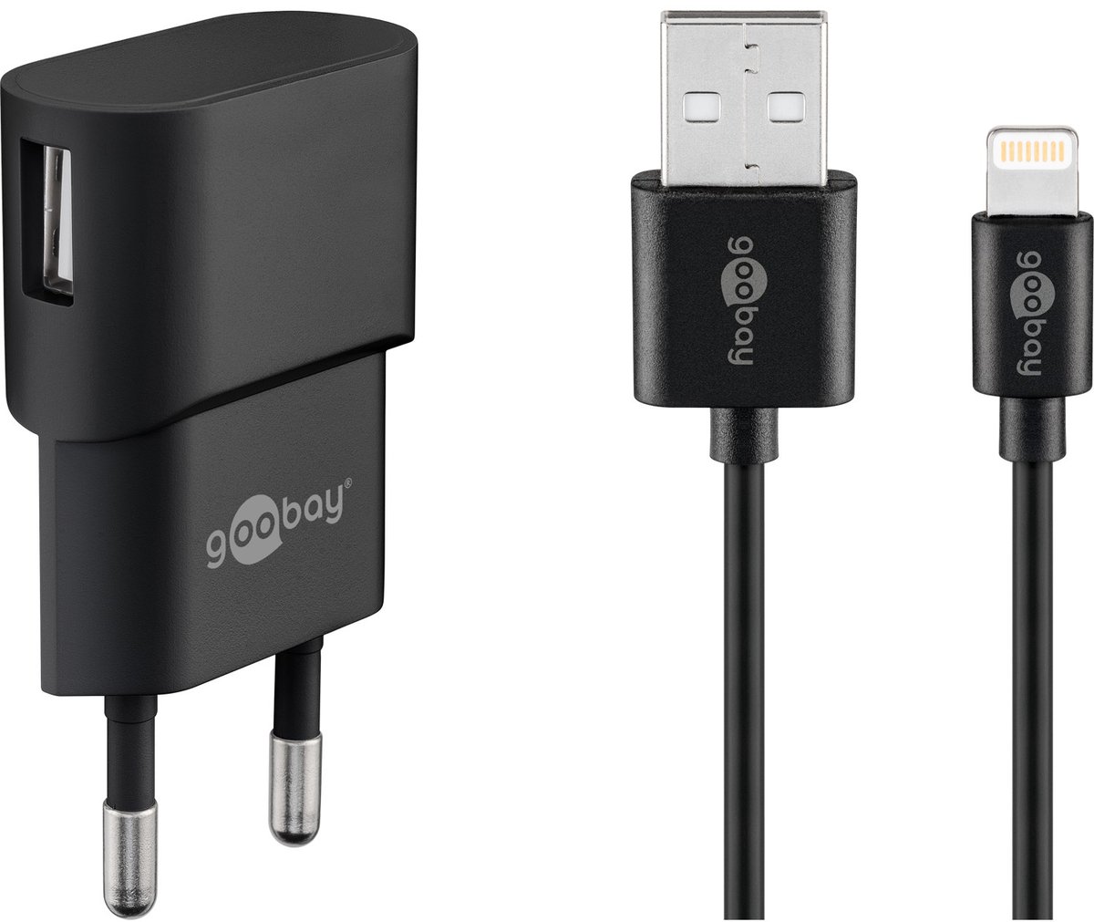 Goobay 5 W Apple Lightning oplaadset, Voeding met Apple Lightning-kabel 1 m (zwart)