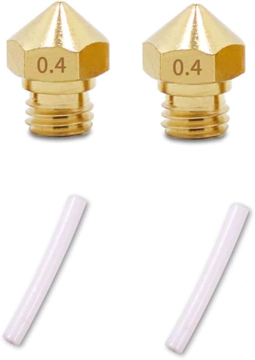 2 stuks MK10 M7 extruder nozzle 0.4mm en 2 stuks PTFE buis kit, voor 3D printer reparatie onderdelen