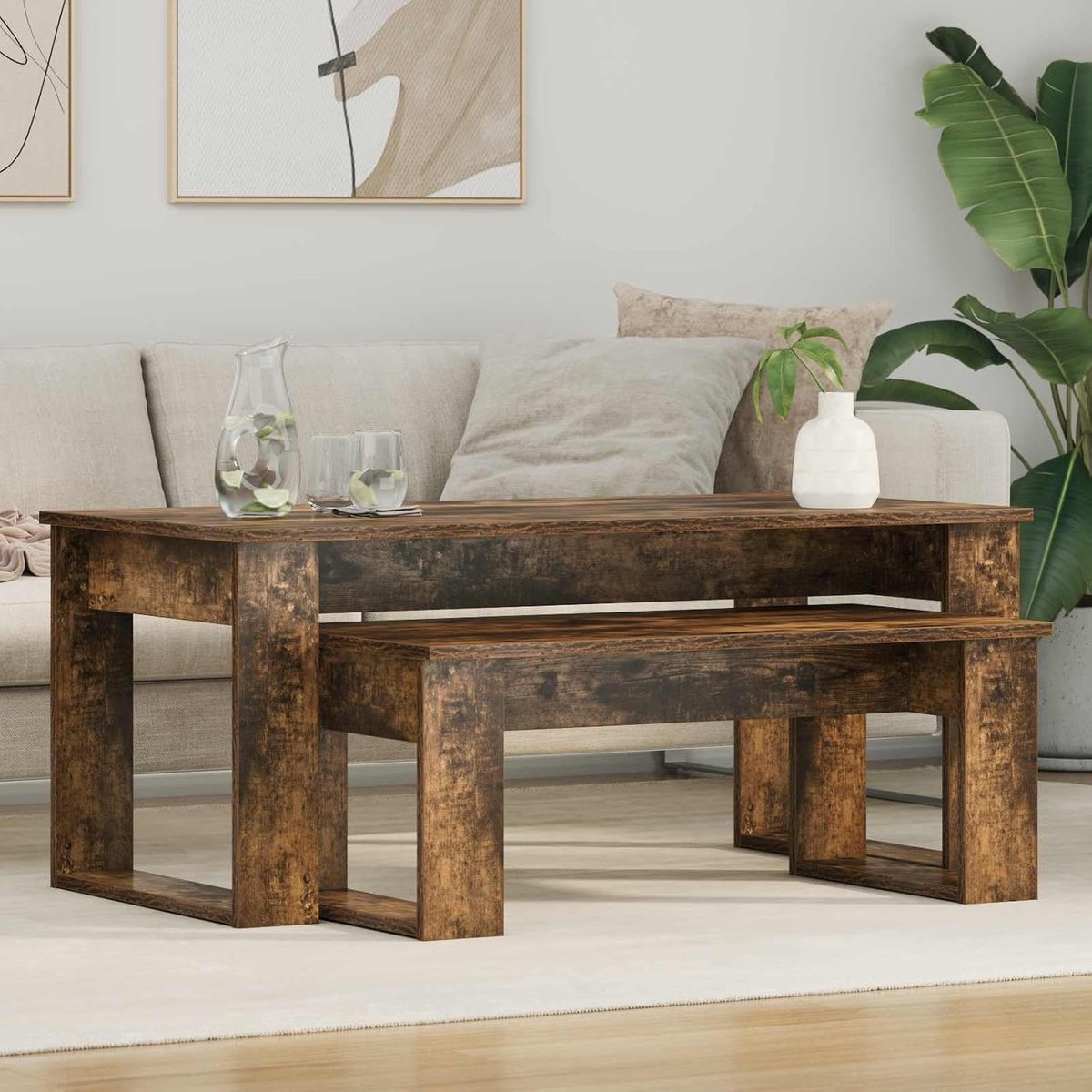 hout Rechthoekig modern Gerookt eiken
