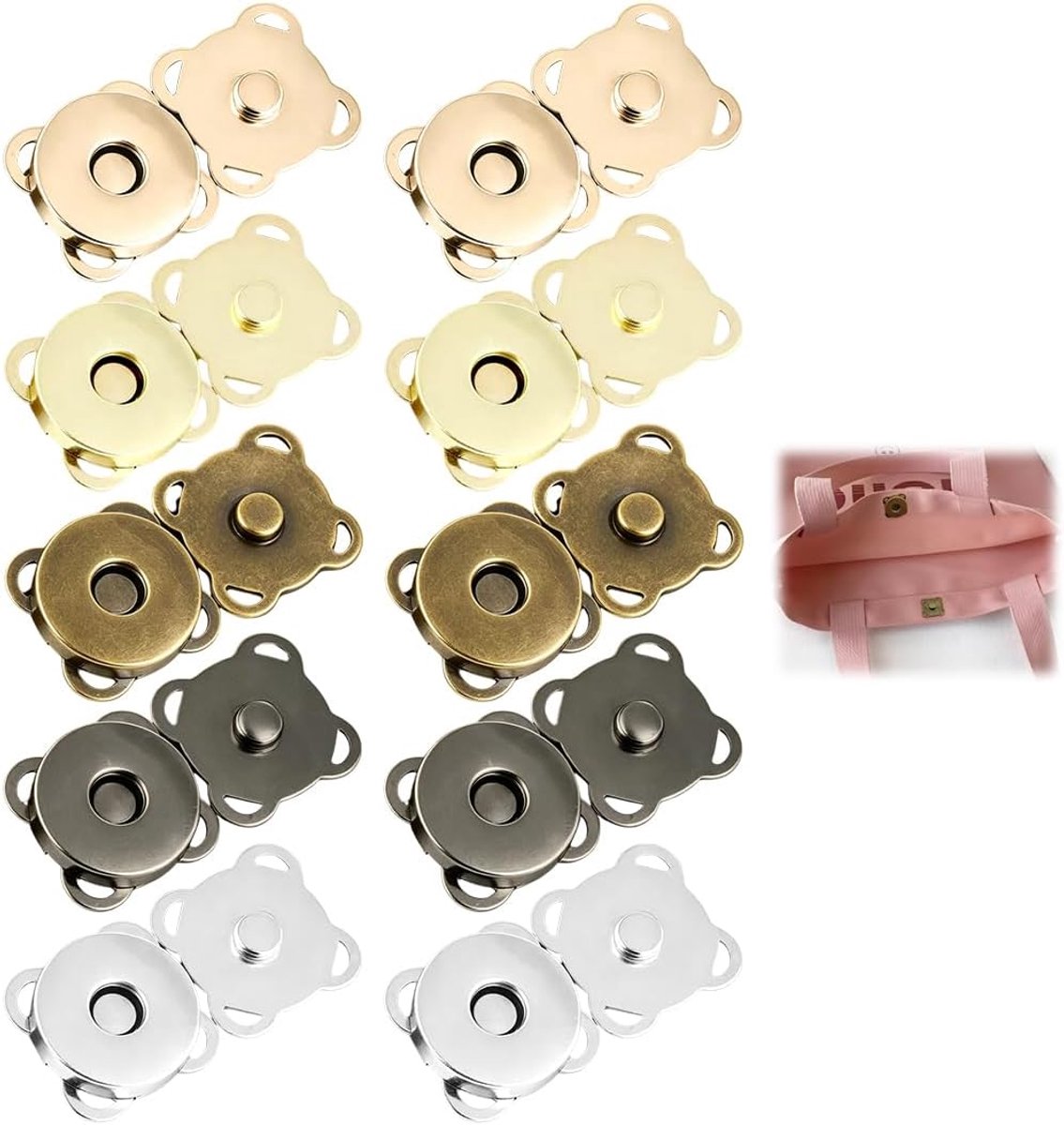 Knopen om te naaien, 10 stuks zakjes met magneetsluiting 14 mm