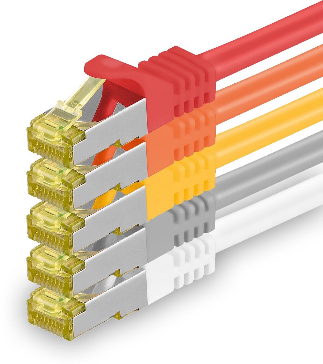 5x 1,5 M - CAT-7 Cat.7 netwerkkabel, Ethernet, Lan & patchkabel RJ-45 SFTP 10GB/s - 5 kleuren 01
