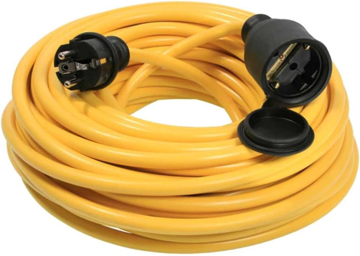 As - Schwabe Verlengkabel 10 m - 230 V, 16 A geaarde stekker - outdoor stroomverlengkabel - verlenging voor buiten - K35 AT-N07V3V3-F 3G2,5 - IP44 - Made in Germany, geel, 60345