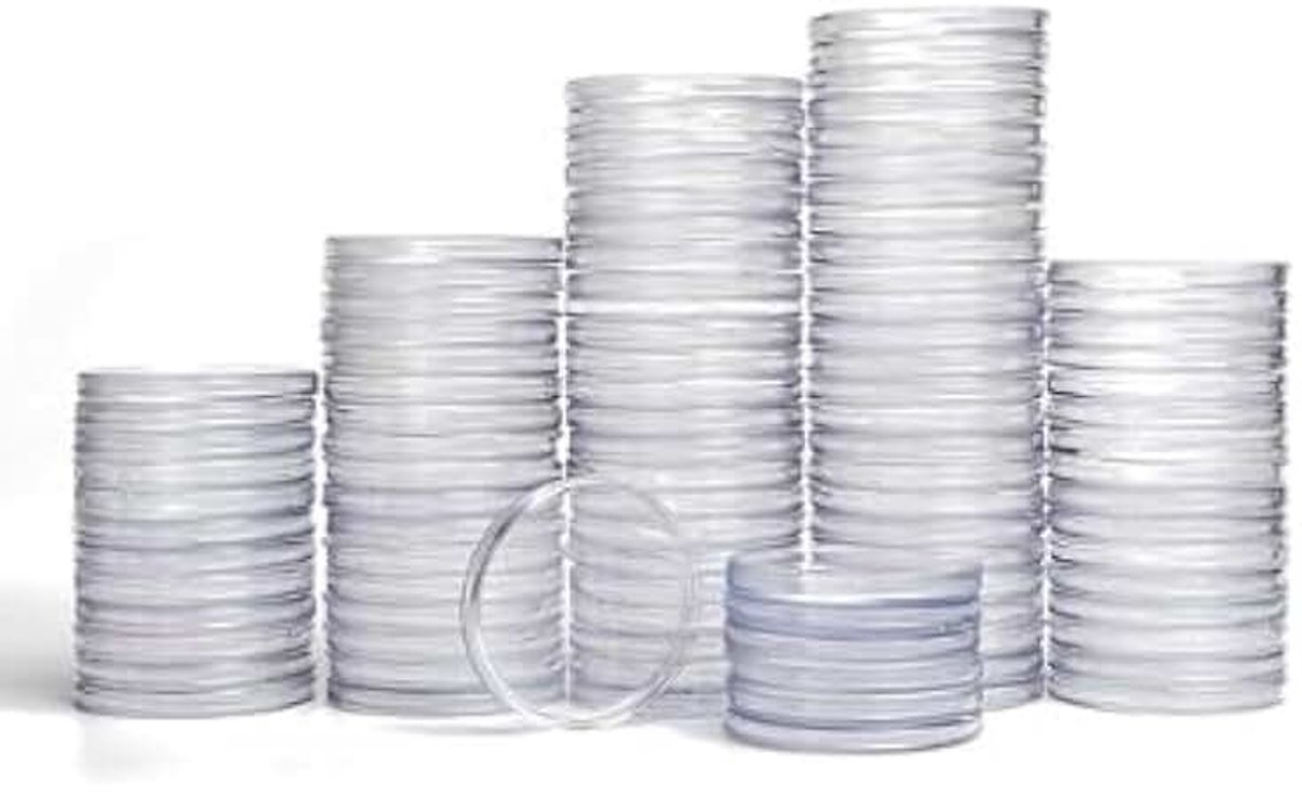 25 mm Muntenhouder Capsules Clear Round Plastic Muntencontainer Case voor Muntenverzameling Supplies (200), Transparant, 25 mm