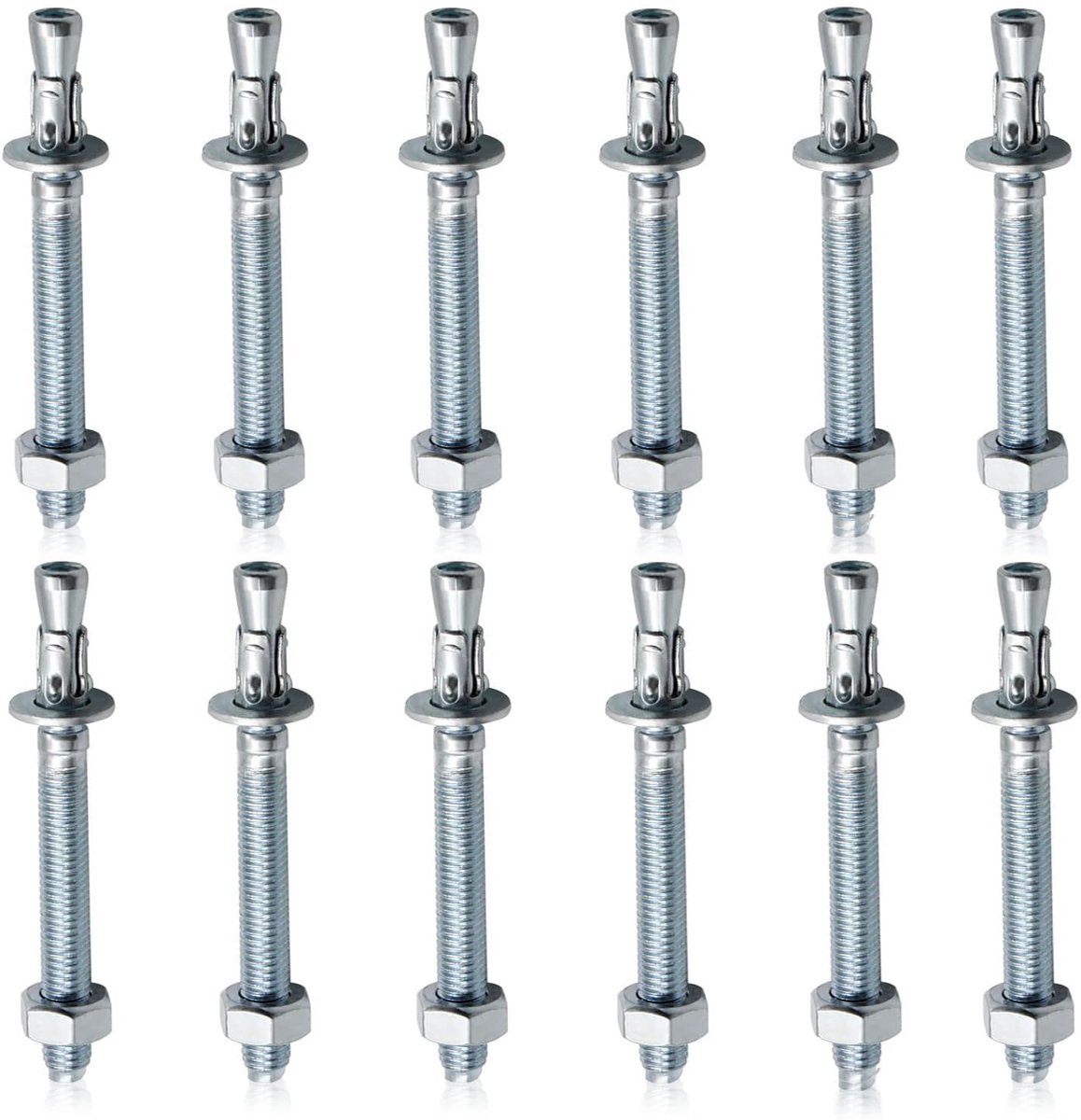 12 Set Van Boutenankers, Zware Lasten, M10 X 90 mm, Zware Belasting, Boutenanker, Wigvormige Pluggen, Ankerschroeven Van Verzinkt Staal Voor Leuningen, Ramen, Gordijngevels, Machines