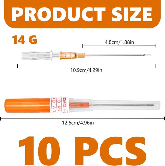 10 stuks piercingnaalden, professionele 14G katheternaalden, roestvrijstalen piercinggereedschap, voor oorlippen, neus, tong, buiktepel — afbeelding 2