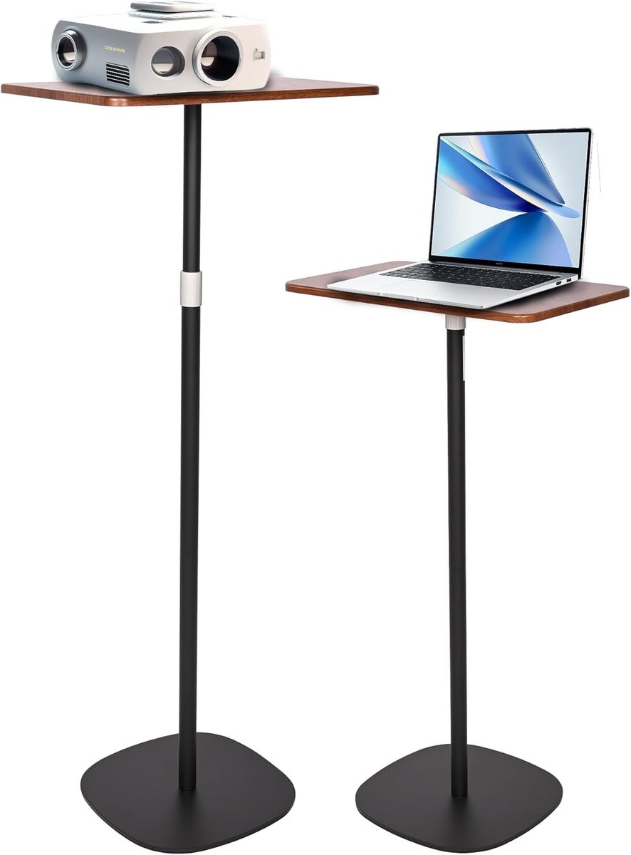 Sta-bureau, in hoogte verstelbaar, bureau, mobiele statafel met 46-120 cm laptopstandaard, beweegbare computertafel, mobiele draagbare podiumstandaard voor school, kantoor, kerk (zwart)