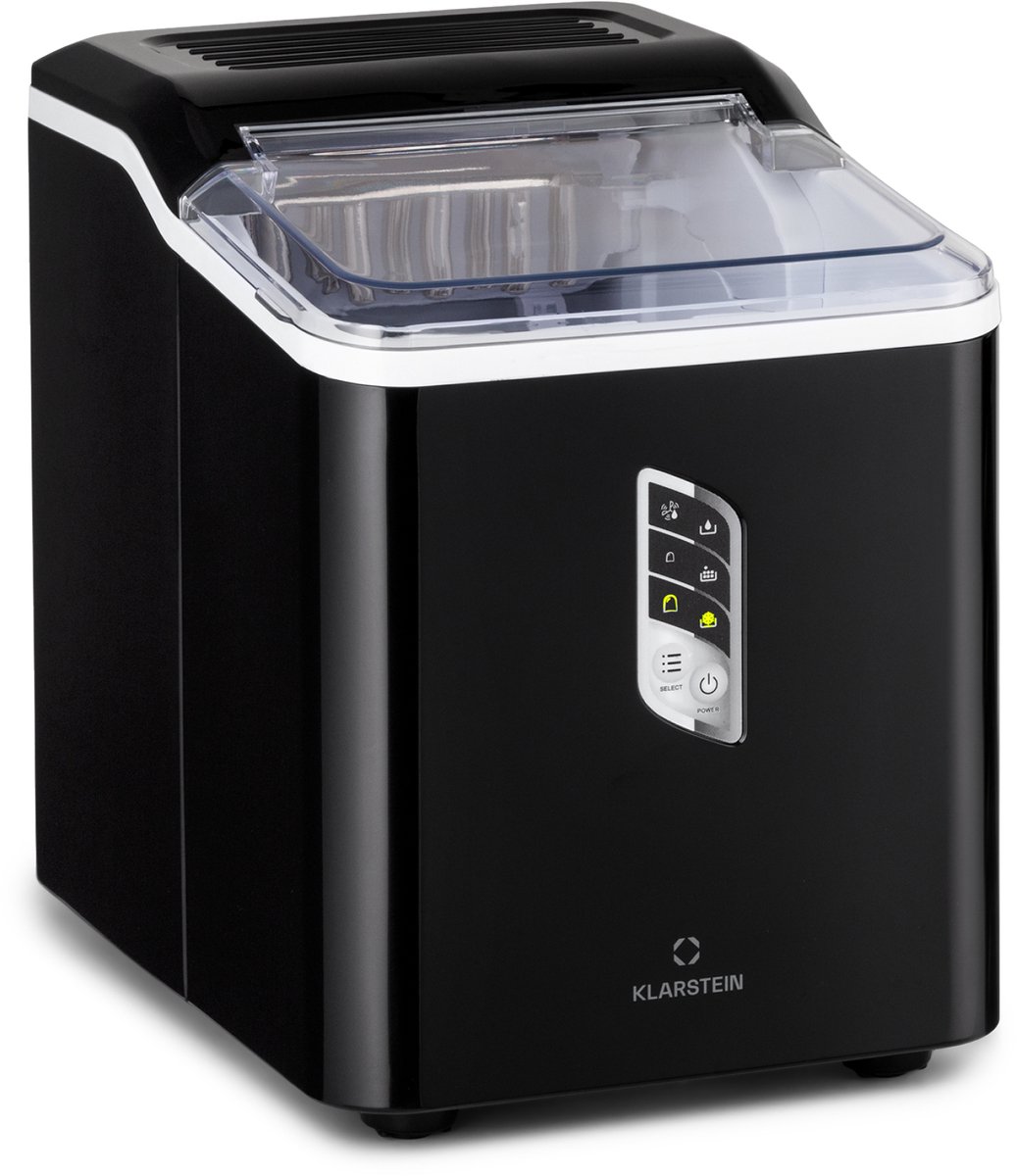 Klarstein IJsblokjesmachine Kleine , Snelle IJsblokjesmaker, Zelfreinigende IJsblokjesmachine voor Grote en Kleine IJsblokjes, met IJsblokjesreservoir, 12 kg/24 uur, 1,5 liter inhoud - Ice Cube Maker - voor Bar voor Thuis - LED IJsschep