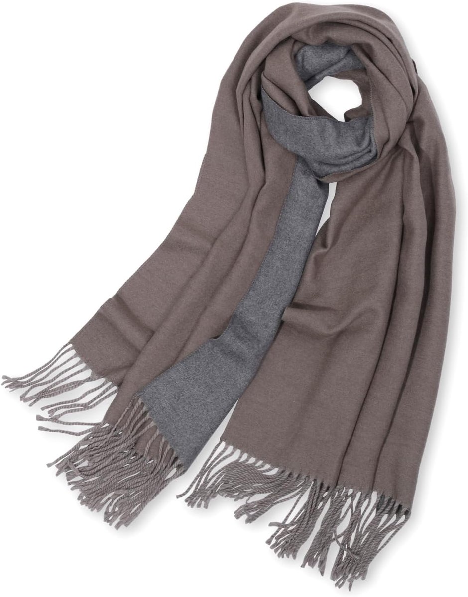 Sjaals voor dames, lange omkeerbare brede sjaals voor de winter, warm, met pompon