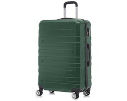 YONSLY Handbagage Koffer - 76 × 49 × 29 cm - 98 L - Cijferslot - 360° Draaibare Wielen - Grote Trolley - Donkergroen