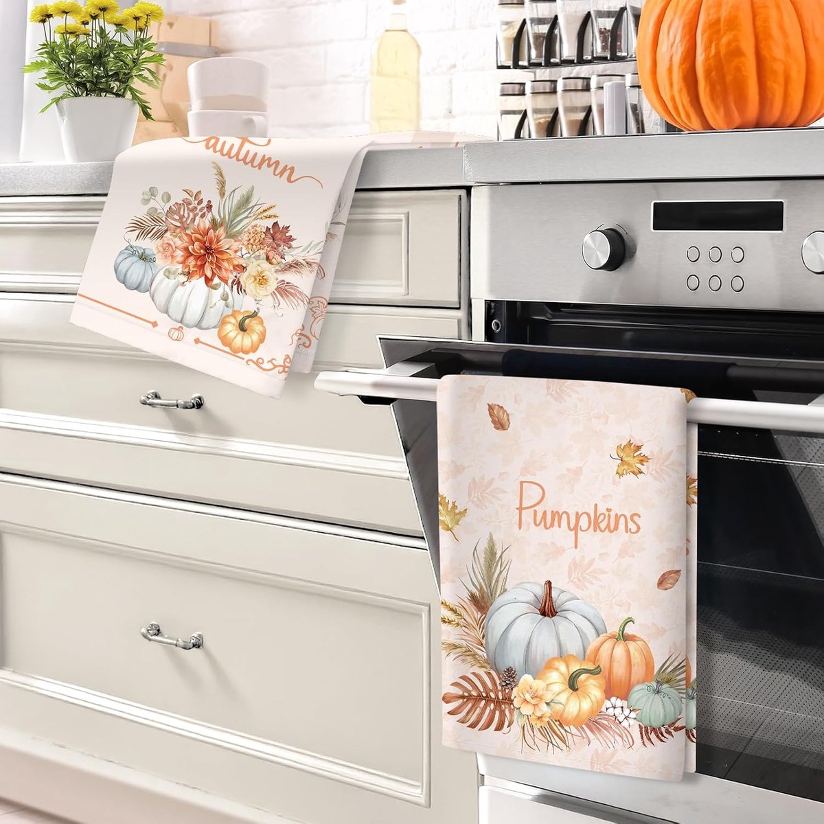 pompoenbloemen theedoeken, katoenen keukendoek 48 × 70 cm, sneldrogend vaatdoek voor Thanksgiving feest, jubileum, feestdag, decoratie, housewarming geschenken