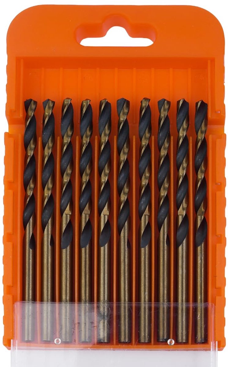 10 x 4 mm (0,157 inch) boor met zwarte nitridecoating en verguld titanium, spiraalboor van snelstaal (HSS) M2