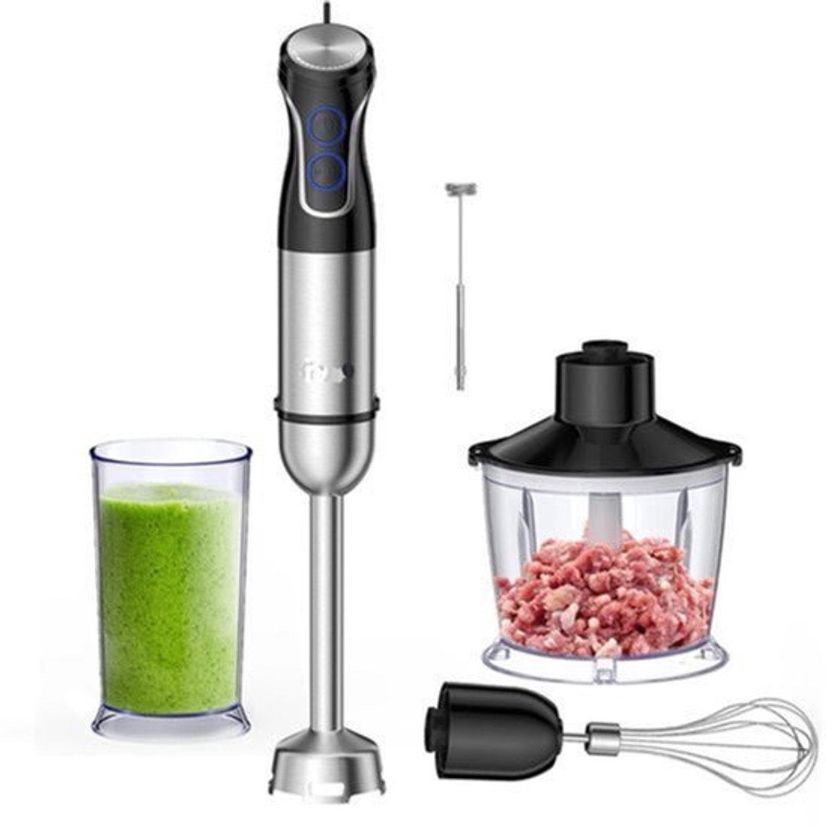 Staafmixer 5-in-1 - Staafmixer - Staafmixer Set - 1500W - RVS Messen - Hakmolen - Klopper - Smoothies - Soepen - Babyvoeding
