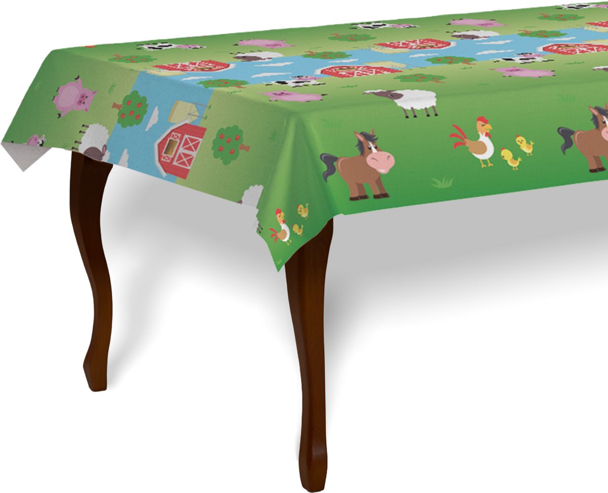 LUQ – Boerderij Kinderfeestje Tafelkleed – 274 x 137 cm – Farm Birthday Decoratie – Verjaardag Versiering – Waterdicht