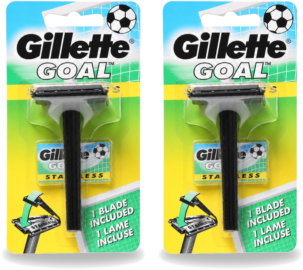 2 x Gillette - Goal - Scheerset - Stainless Steel - Duurzaam en scherp - 1 Scheermesje - Voordeelverpakking - 2 stuks