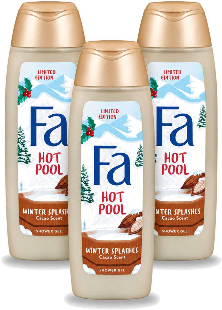 3 x Fa - Douchegel - Winter Splashes Hot Pool Cacao - Warm & Verwarmend - Verzachtend - 250 ml - Voordeelverpakking - 3 stuks