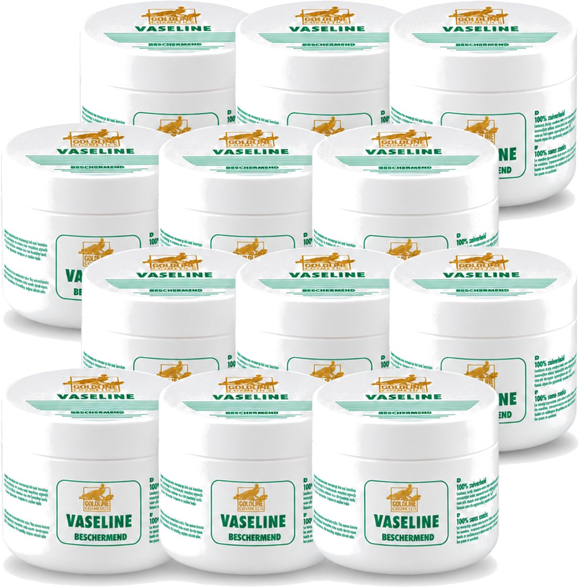 12 x Goldline - Vaseline - Huidverzorging - Beschermend & Hydraterend - 250 ml - Voordeelverpakking - 12 stuks