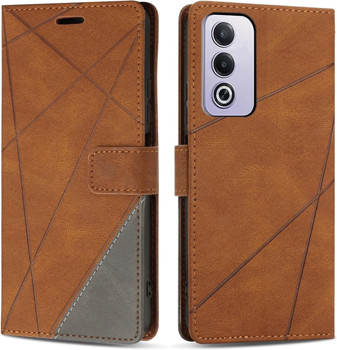 Hoesje voor Oppo A80 5G / A3 PRO 5G / K12X 5G, Premium Lederen Portemonnee Beschermhoes Telefoonhoesjes met Kaartenvakken Beschermhoesje voor Oppo A80 5G, Bruin