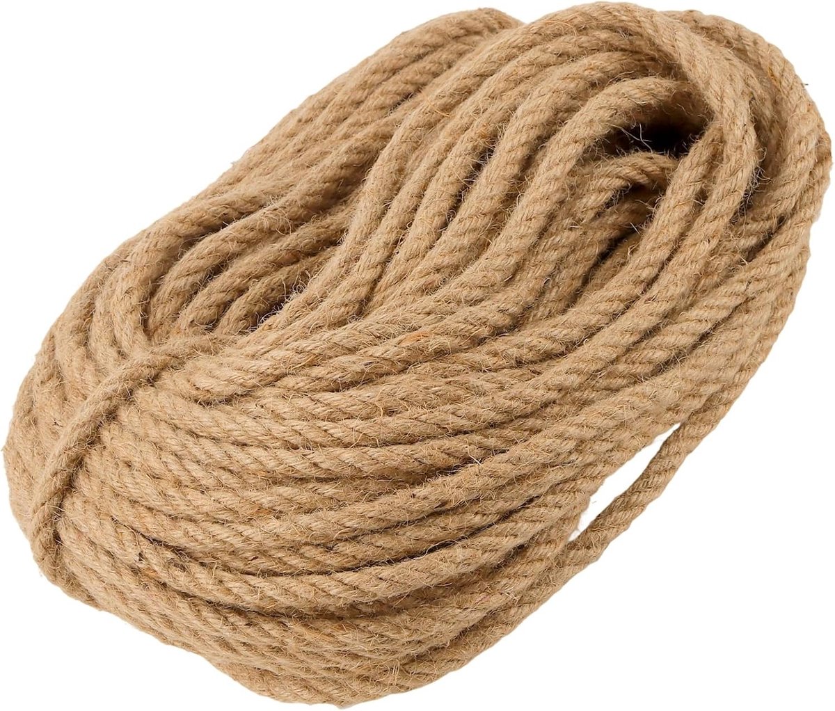 Natuurlijke Jute Touw van 10mm Dikte - 50 meter Gevlochten Henneptouw voor Tuinieren, Bundelen en Creatieve Klussen