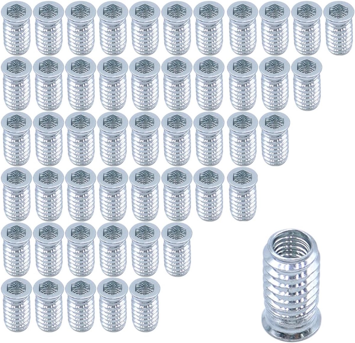 50-Pack M8x25 Carbon Staal Hex Socket Moer Schroefdraad Houten Meubelinzet