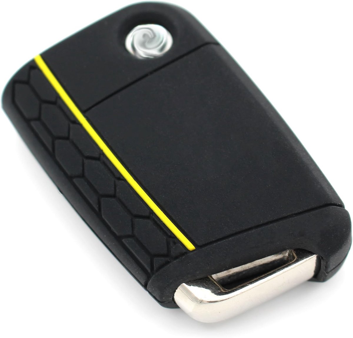 Sleutelhoes VB voor 3 toetsen autosleutel silicone cover sleutelhoes etui beschermhoes (zwart geel)