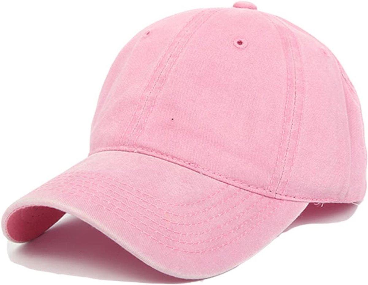 Honkbalpet van katoen, anti-zonne-baseballpet voor mannen en vrouwen, zomer, uniseks, verstelbare petten, sport, baseballpet voor dames, staart, Roze, 58 cm