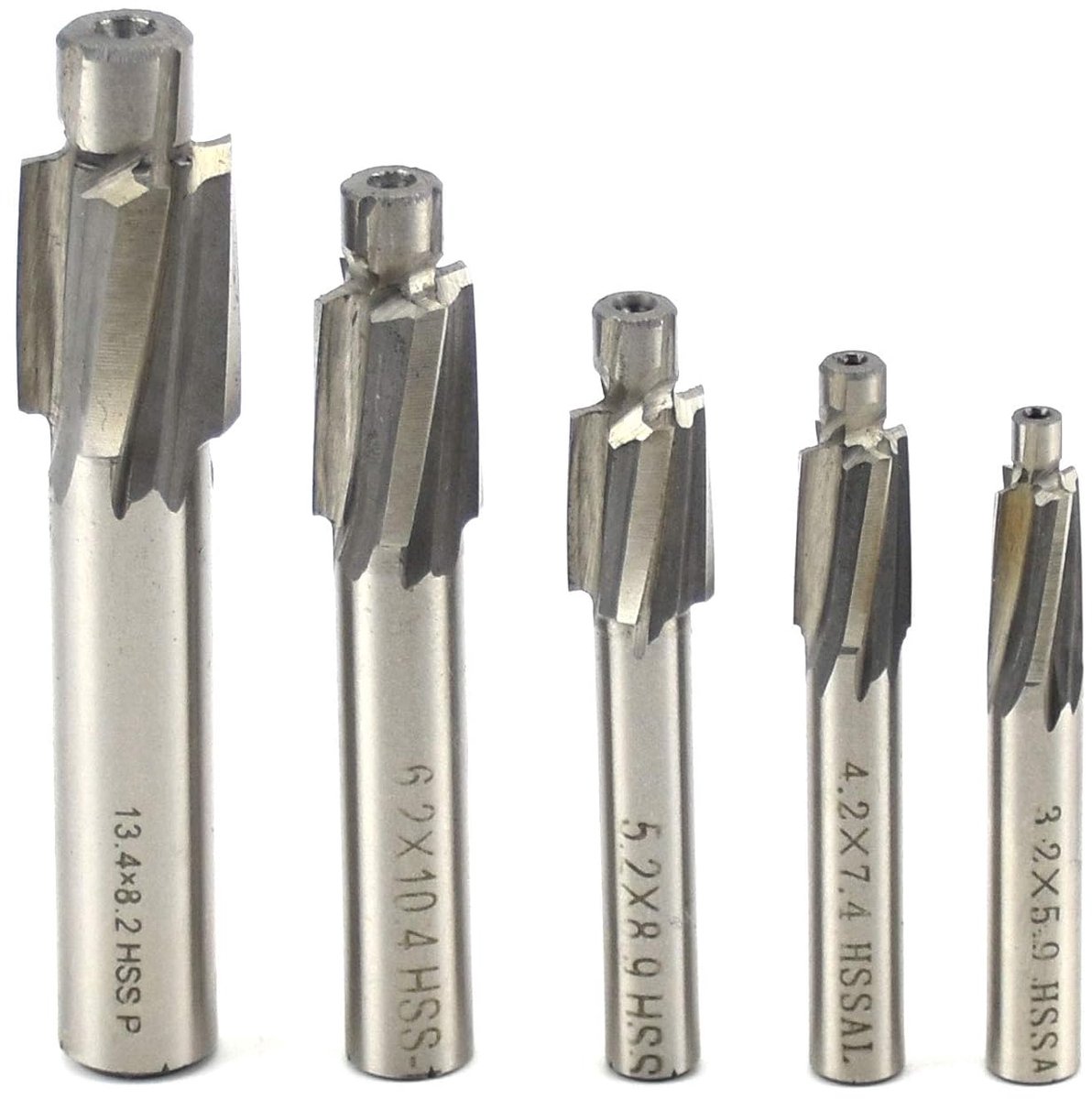 Countersink Boor Set 5-delig - HSS-AL - 4 Fluiten - Voor M3 M4 M5 M6 M8 - Geschikt voor koper, aluminium, staal, gietijzer