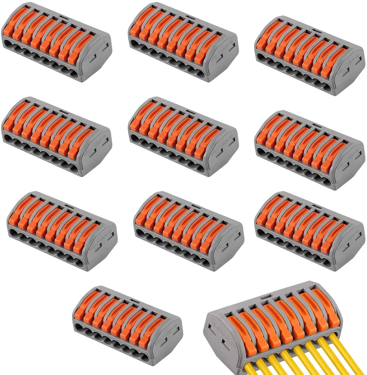 10 stuks steekbare klemmen, 8-polig, universele kabelklemmen, elektrisch, 250 V, 32 A, kroonluchterklemmen, insteekbaar, elektrische kabelklemmen, elektrische aansluitingen (oranje)