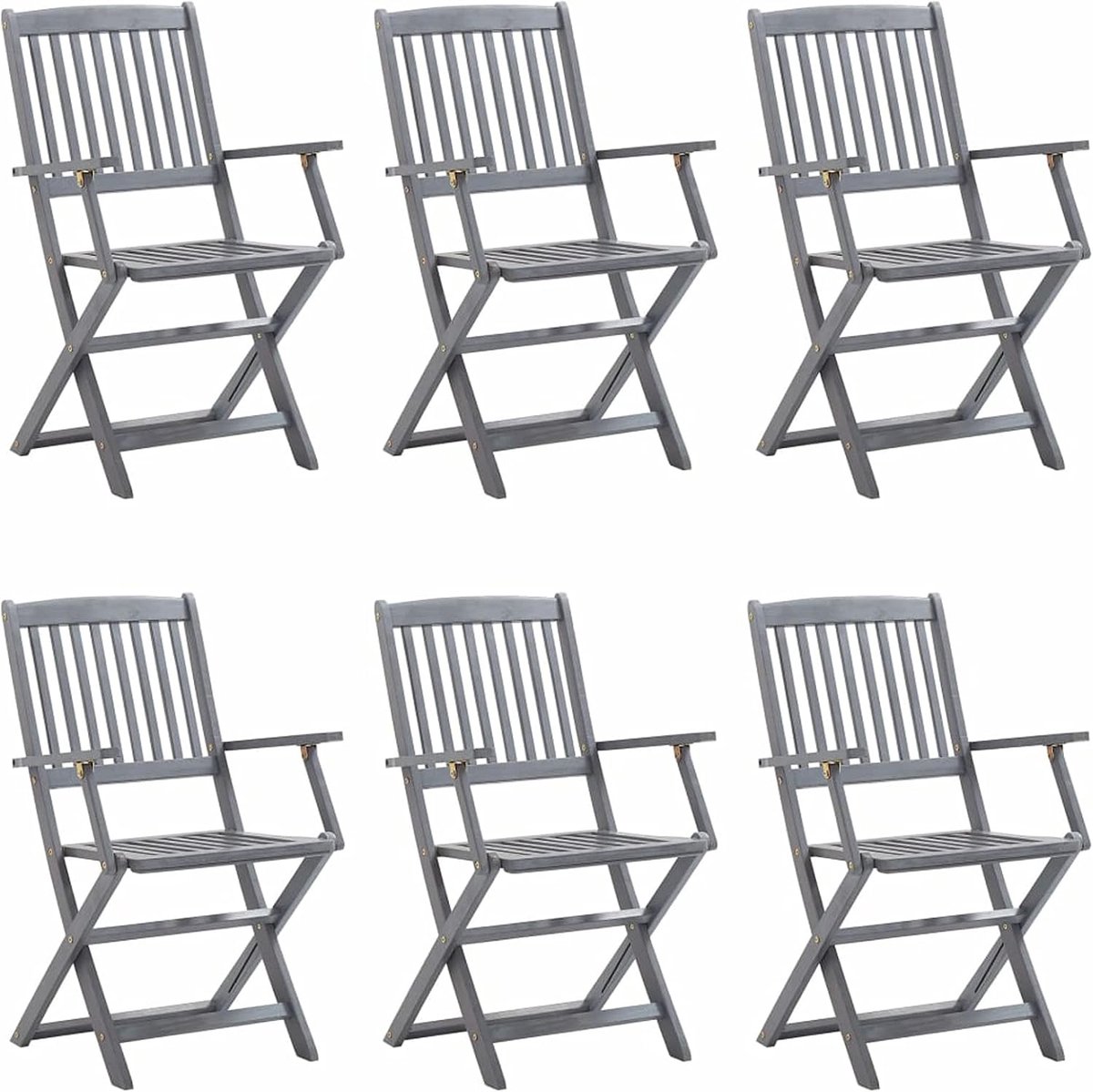 Inklapbare tuinstoelen, 6 stuks, eetstoelen, 54 x 57 x 91 cm, met zitkussen, klapstoel, campingstoel, tuinstoel, fauteuil, massief hout, acacia