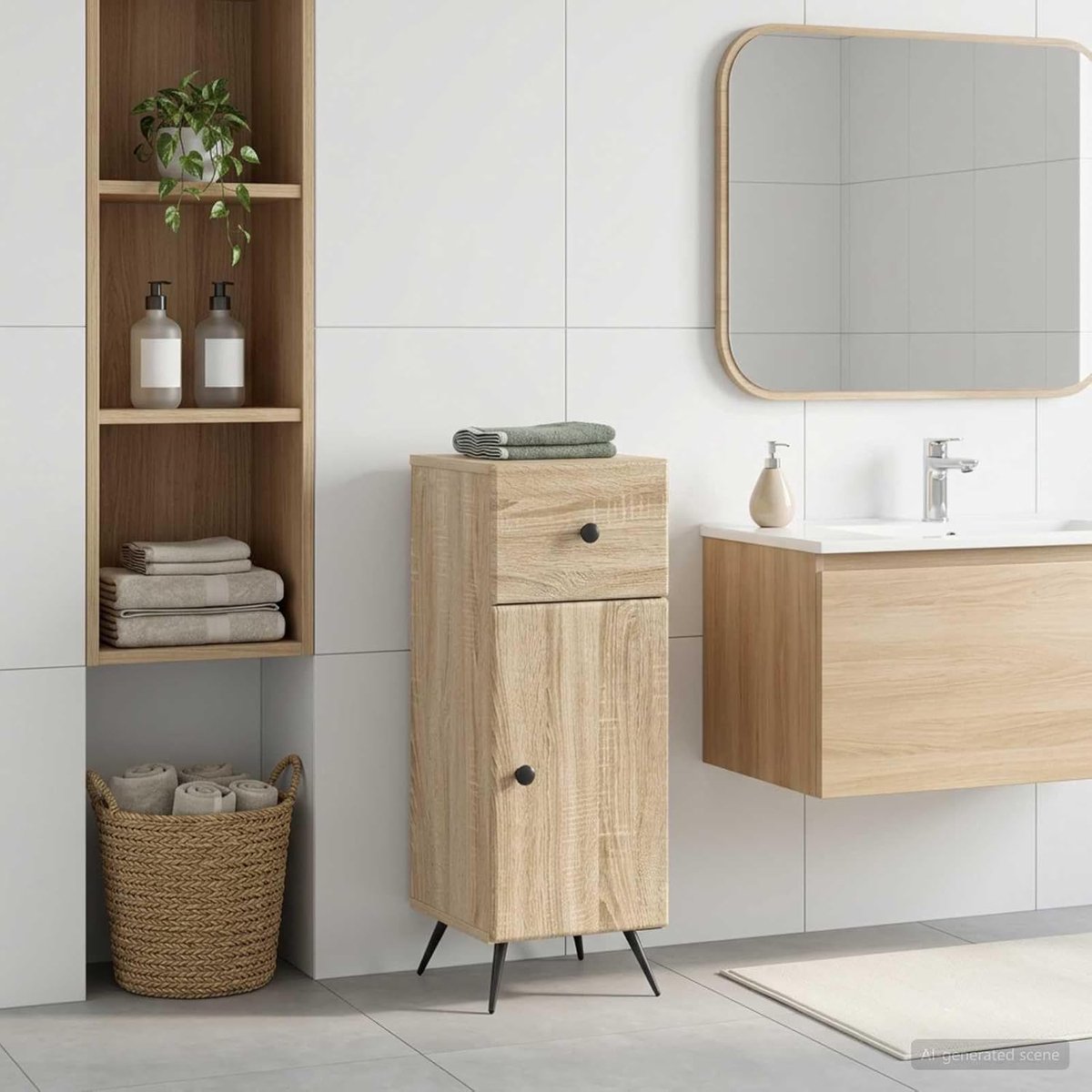 Opbergkast BREDA Sonoma eiken houtmateriaal badkamer kast