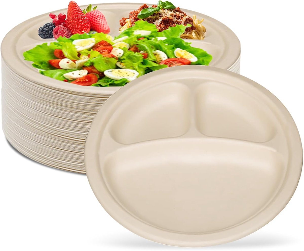 50 stuks 9 inch papieren borden rond bruin – papieren borden voor verjaardag, feest, barbecuefeesten, kinderverjaardag en familiefeesten, stabiele wegwerpborden van karton