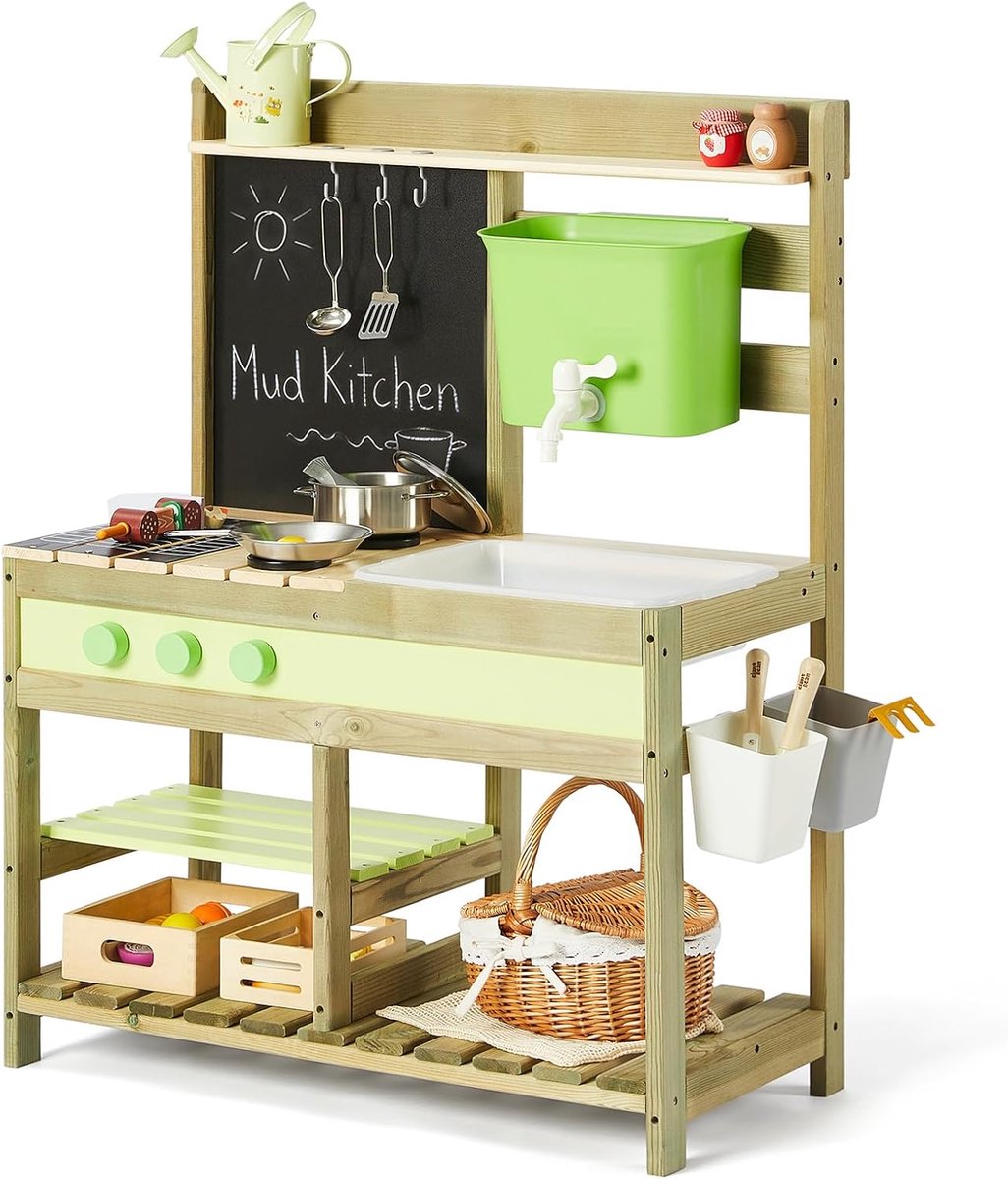 modderkeuken van hout, kinderspeelgoed voor buiten (3-7 jaar)