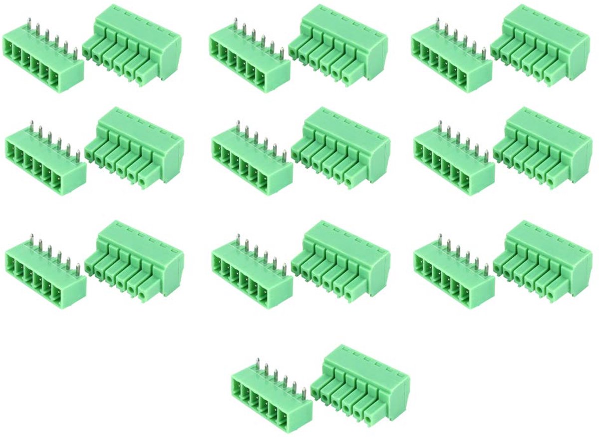 Klemmenblok 6-pins - 10 paar - 3,8 mm pitch - Schroefverbinding - Voor elektrische aansluitingen
