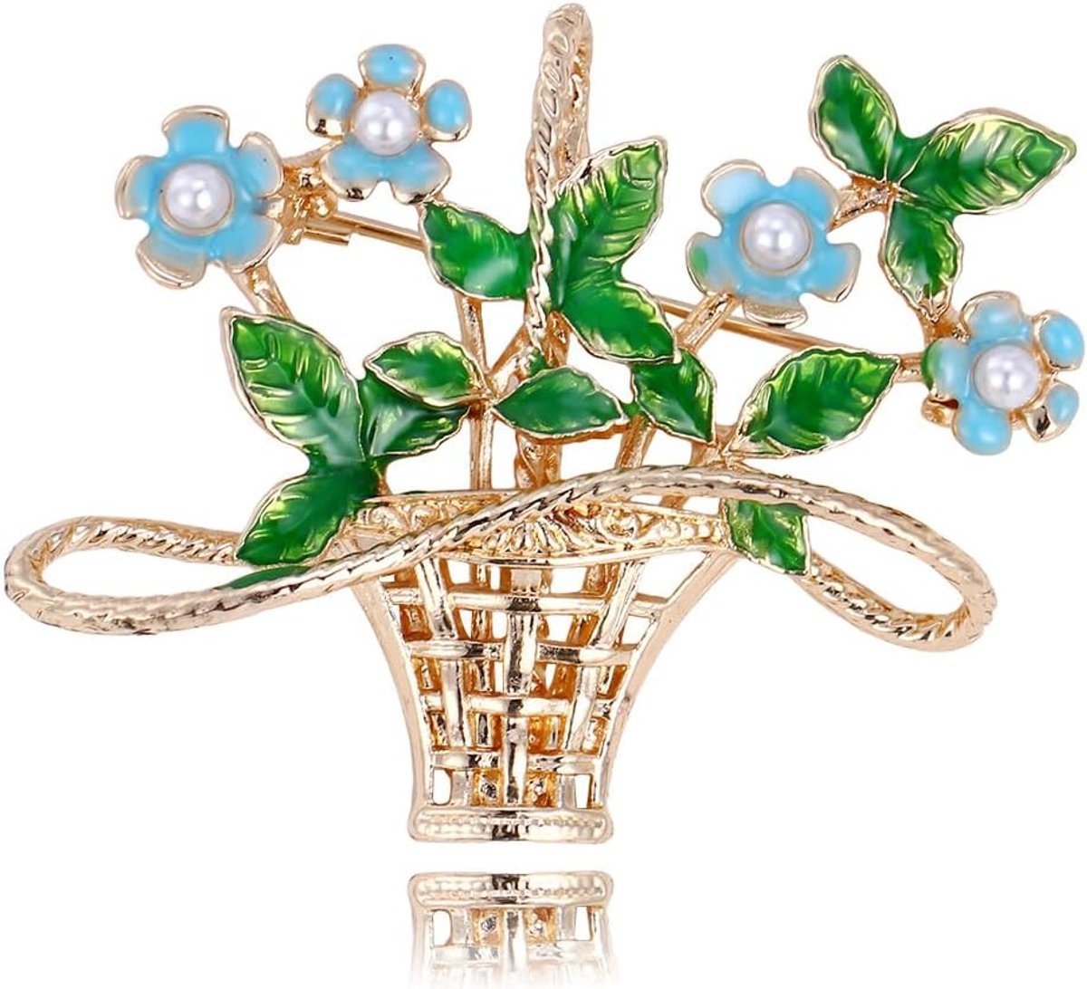 Bloemig Emaille Mand Broche Zinklegering Blauwe Bloemen Speld voor Vrouwen Revers Hoeden Sjaals Hangertjes