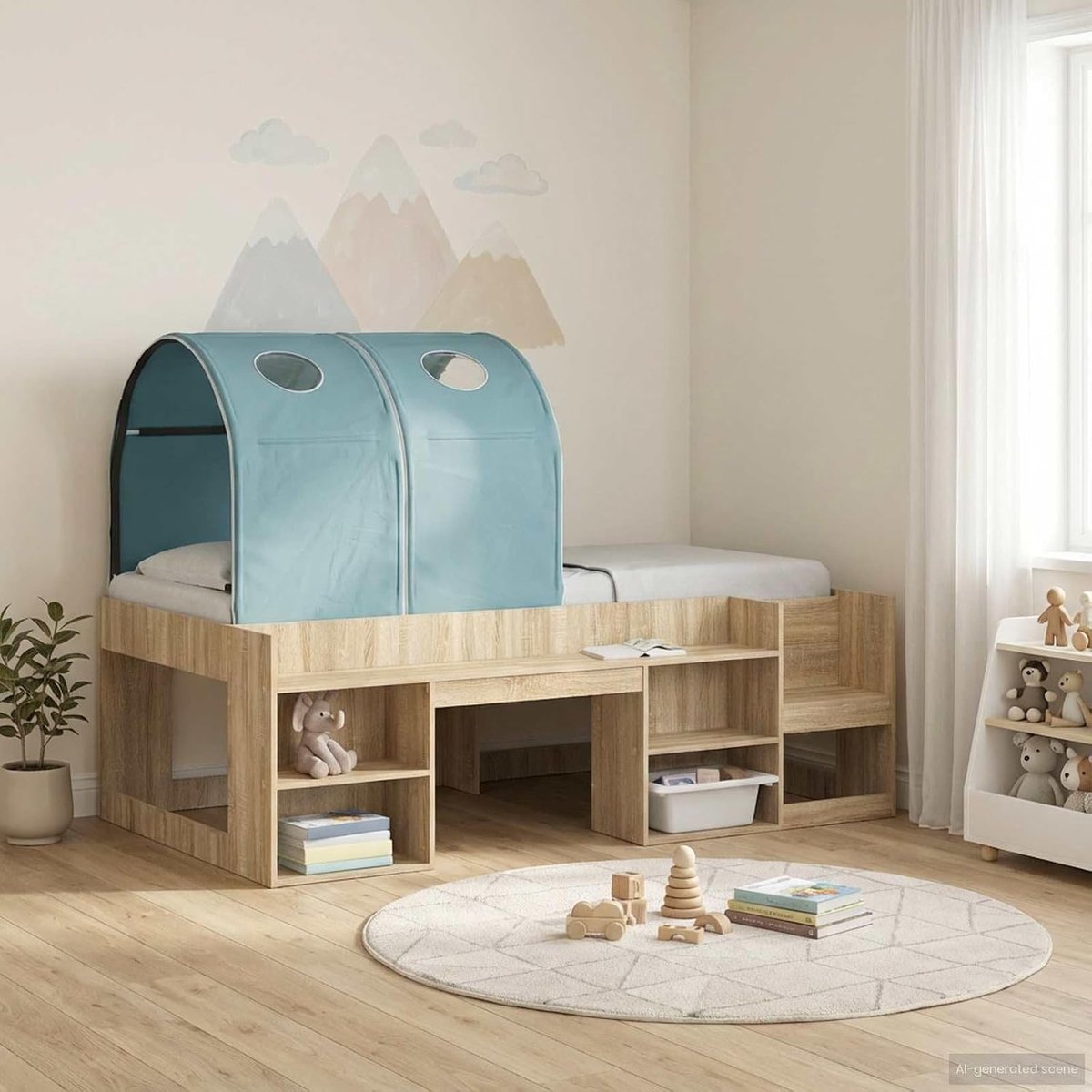 Set van 2 hemelsblauw 211 x 52,5 x 2 cm van ademend polyester voor slaapkamer