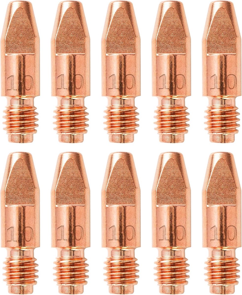 10 stuks 1,0 mm koperen contactpunt, lasmondstukken, stroommondstuk M8, 0,040 inch lasapparaat, lasaccessoires, slijtageonderdelen, set voor MB36KD MIG MAG lasbrander