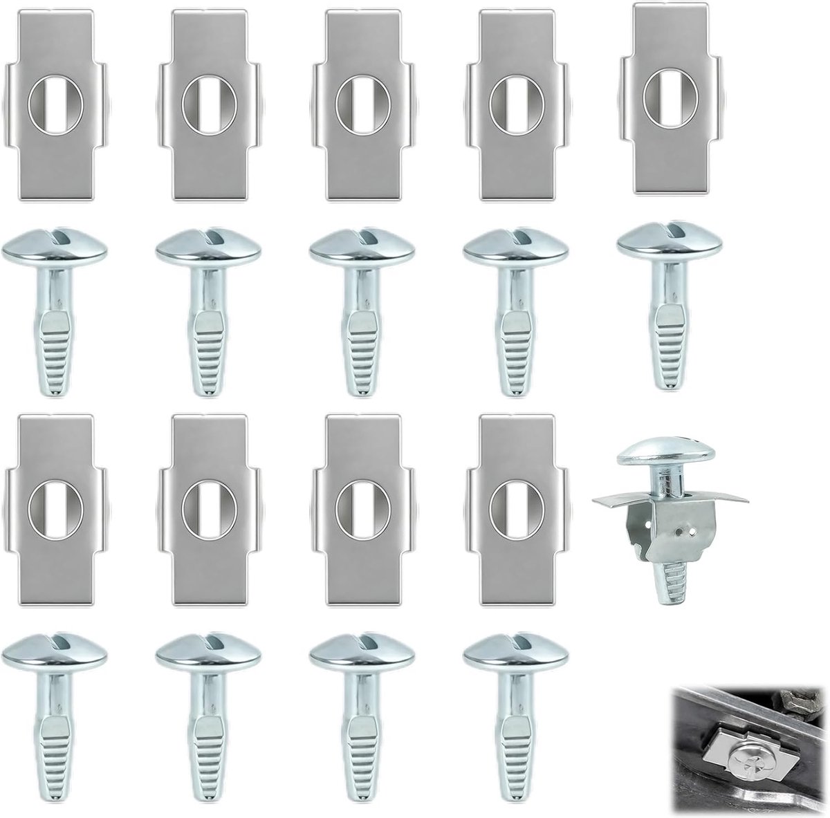 10 Paar Monteringsschroeven Voor Motoronderplaat Van Aluminiumlegering, Vervangende Schroeven Van Aluminiumlegering Met Clips, Vervangende Schroeven, Langdurig en Eenvoudig te installeren