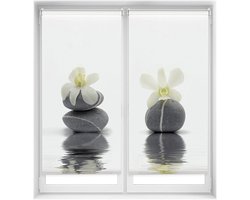 Easy Pack 2 rolgordijnen bedrukt zonder boren - lichtdoorlatend rolgordijn digitale print orchidee 65x150cm (BxH) stofmaat 62x145cm - set va