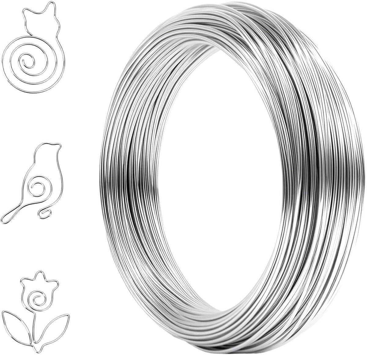 Draad, 1 mm x 40 m, aluminium sieradendraad, buigzame draad om te knutselen, dikke aluminiumdraad voor sculptuur, modellering, skelet, bloemen maken, poppen, DIY, sieraden maken