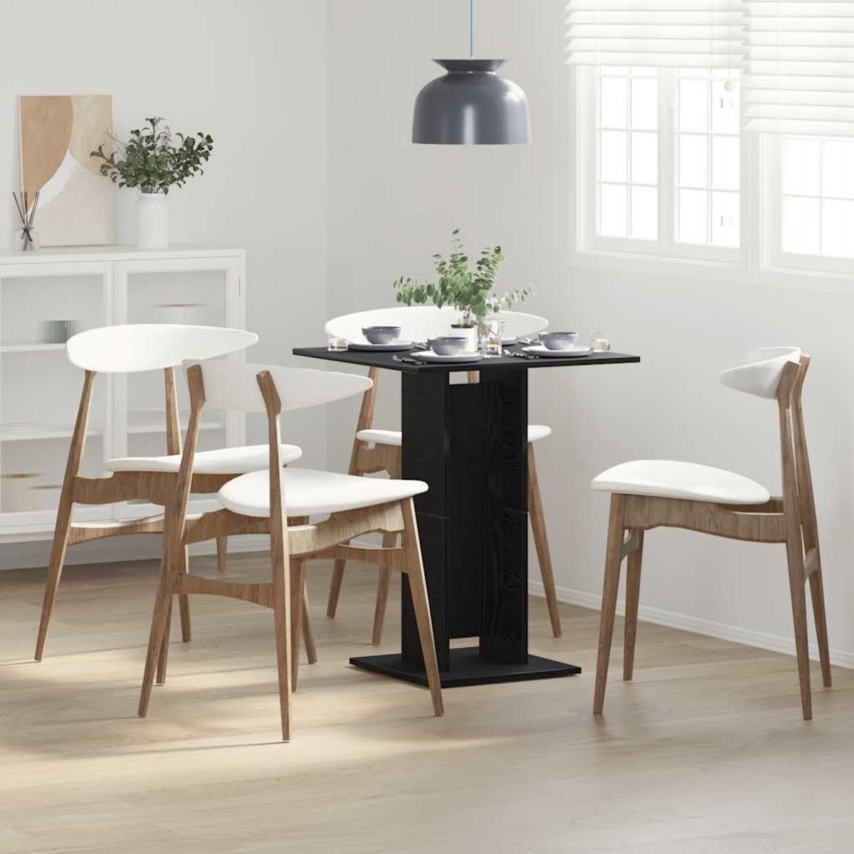 Hout Bistrotafel Zwart Eiken 60x60x75 cm